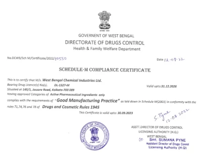 WBCIL Certificate - Active Pharmaceutical Ingredients