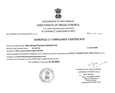 Good Laboratory Practice (GLP) Certificates - WBCIL