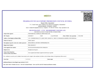 Pharmexcil - Bulk Drugs and DrugIntermediates Certificates - WBCIL