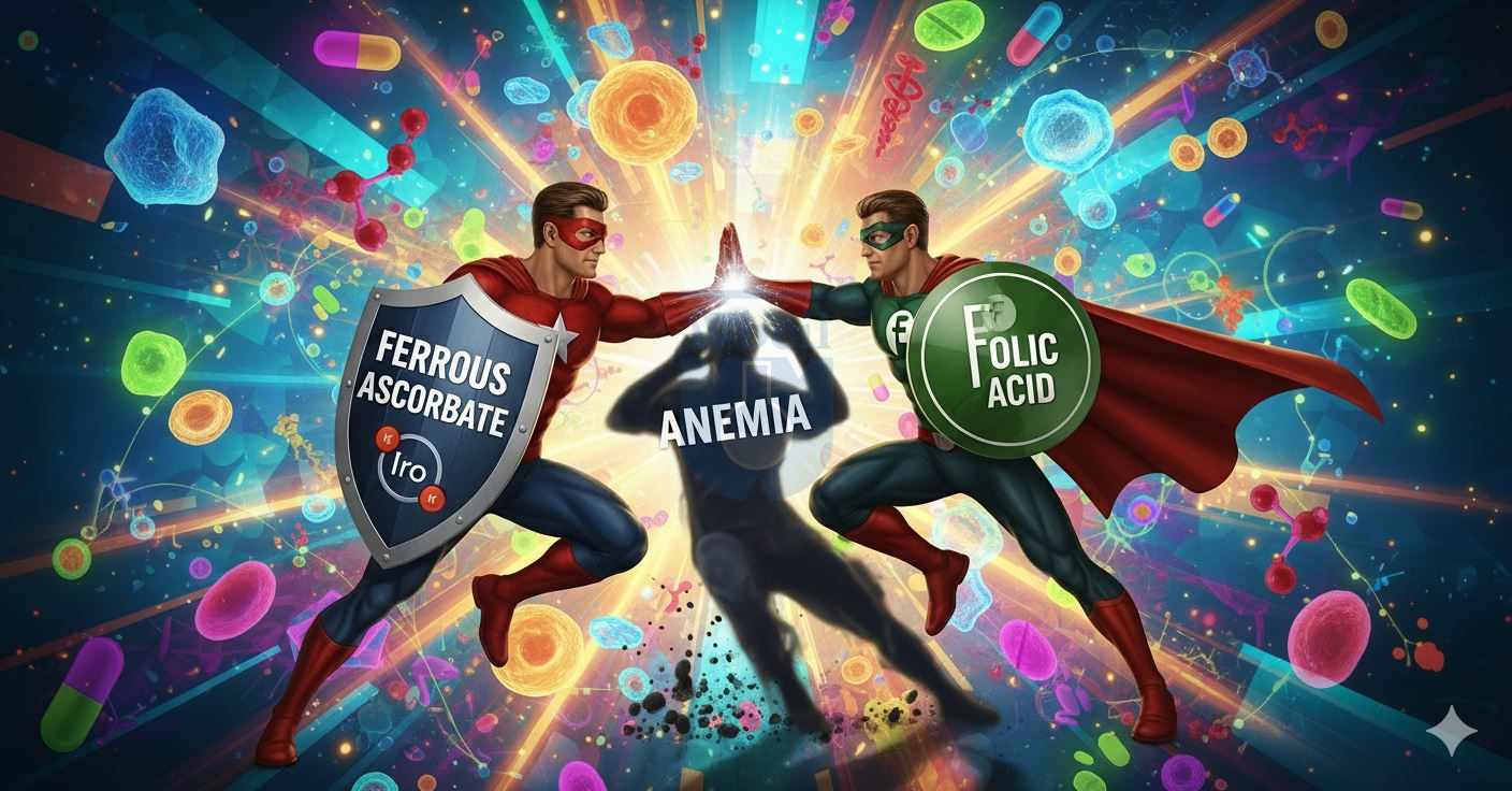 Ferrous ascorbate folic acid